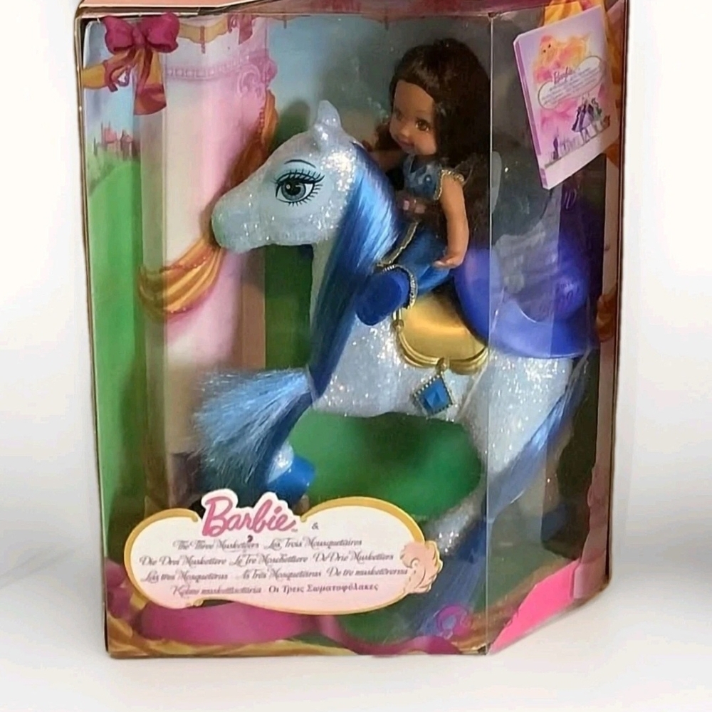 Mattel Barbie & The Three Musketeers Cute Blue Sparkle Pony Playset 2008 *Rare*